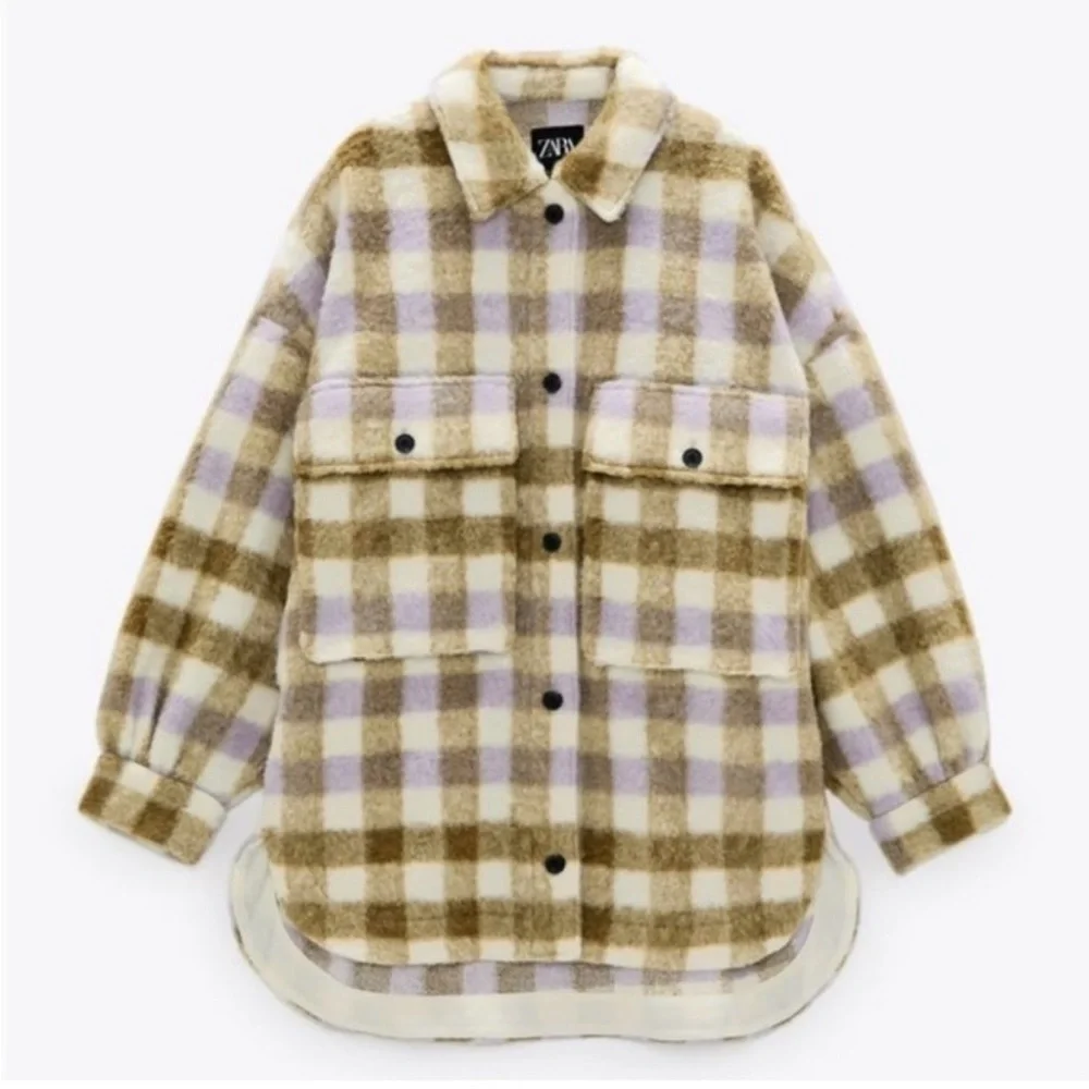 Zara Shirt Jacket Womens S-M Oversized Relaxed Shacket Over Shirt Outdoor Coat